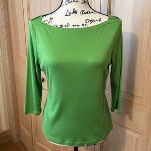 Talbots light green supima cotton/modal bateau tee with 3/4 sleeves